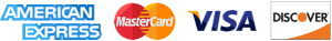 We accept major credit cards - American Express, MasterCard, Visa, Discover